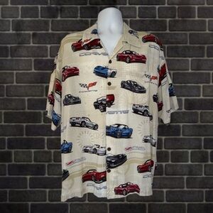 David Carey Corvette Car Print Hawaiian Shirt Men’s Size XL – V8 Style!